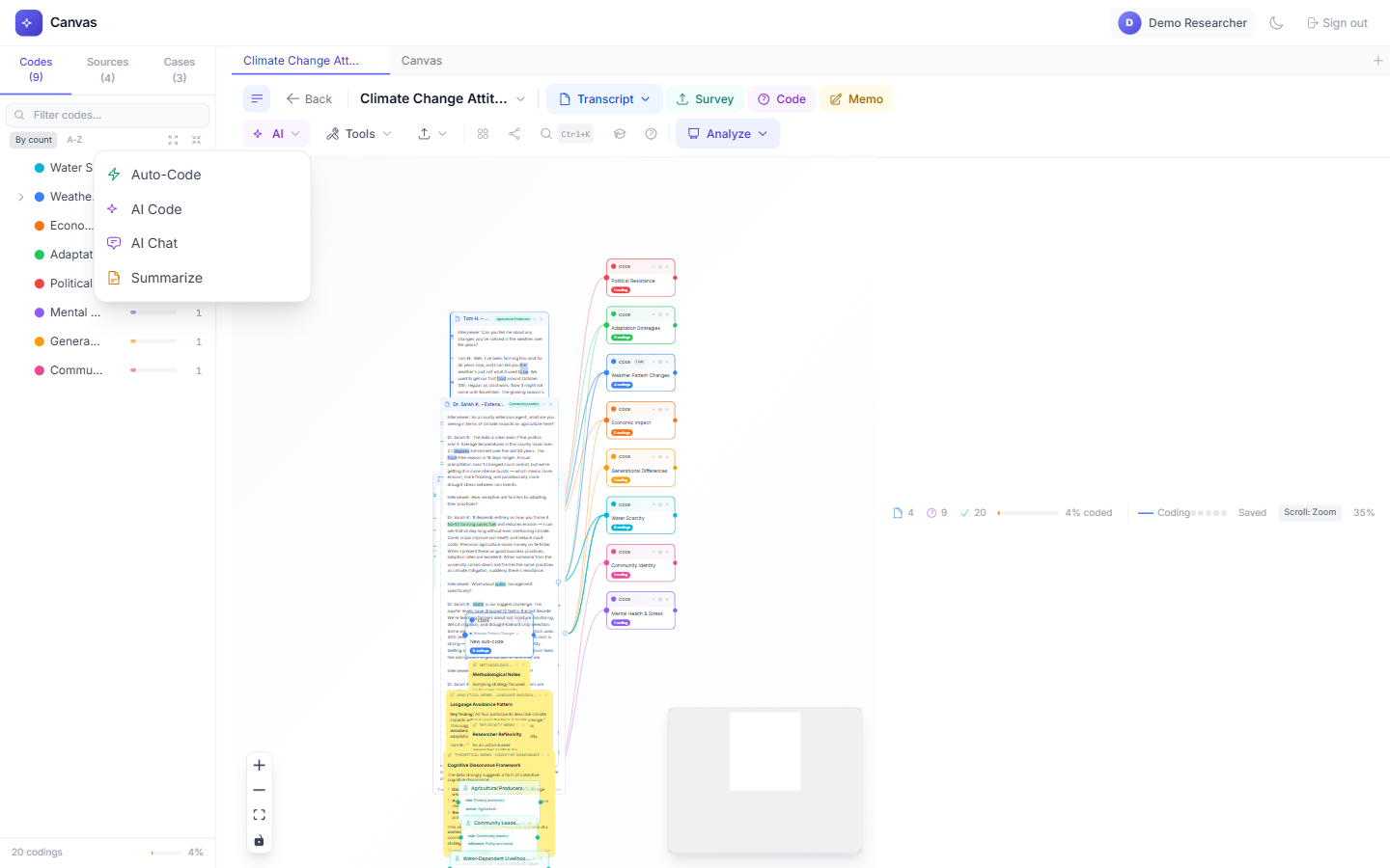 AI tools dropdown